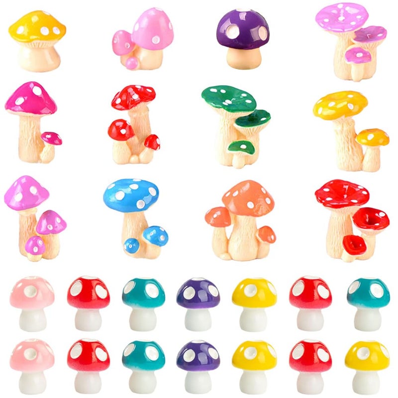 MAOMIA Miniature Mushroom Figurines 32 Pcs Fairy Garden Accessories Mushroom Cake Toppers Micro Landscape Garden Decoration Plant Flower Pots Ornaments - Image 1